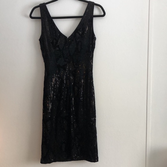 Joseph Ribkoff Womens Black MIDI Dress Velvet Sequins Lined Y2K Formal - Picture 7 of 9